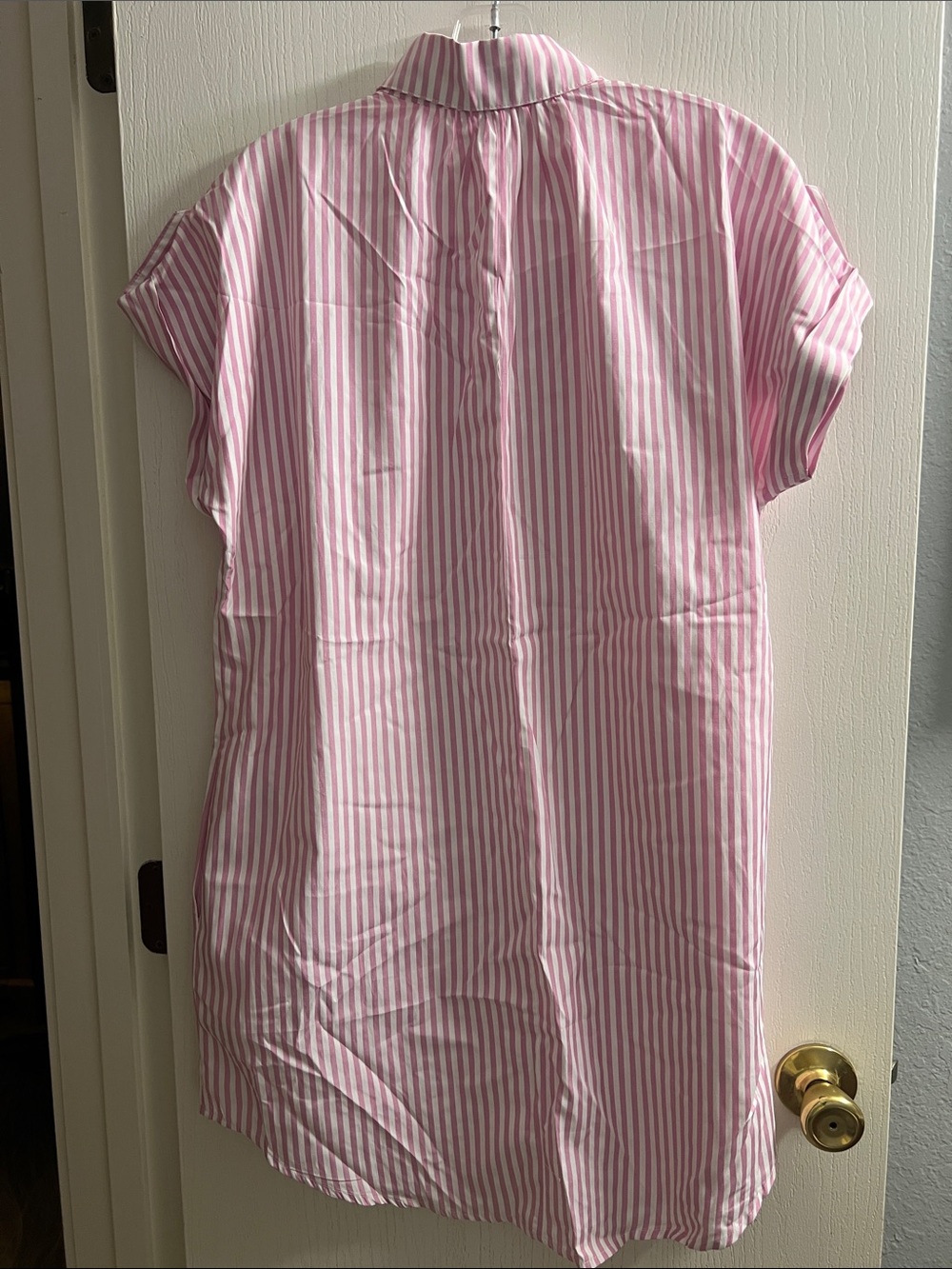 Mango Pink Striped Short Sleeve Shirt Dress - Picture 3 of 3